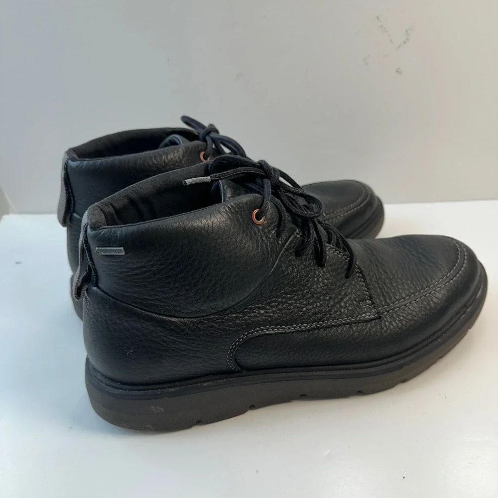 Clarks Gore-Tex Leather Ankle Boots Waterproof Lace Up Black Men's 11.5M